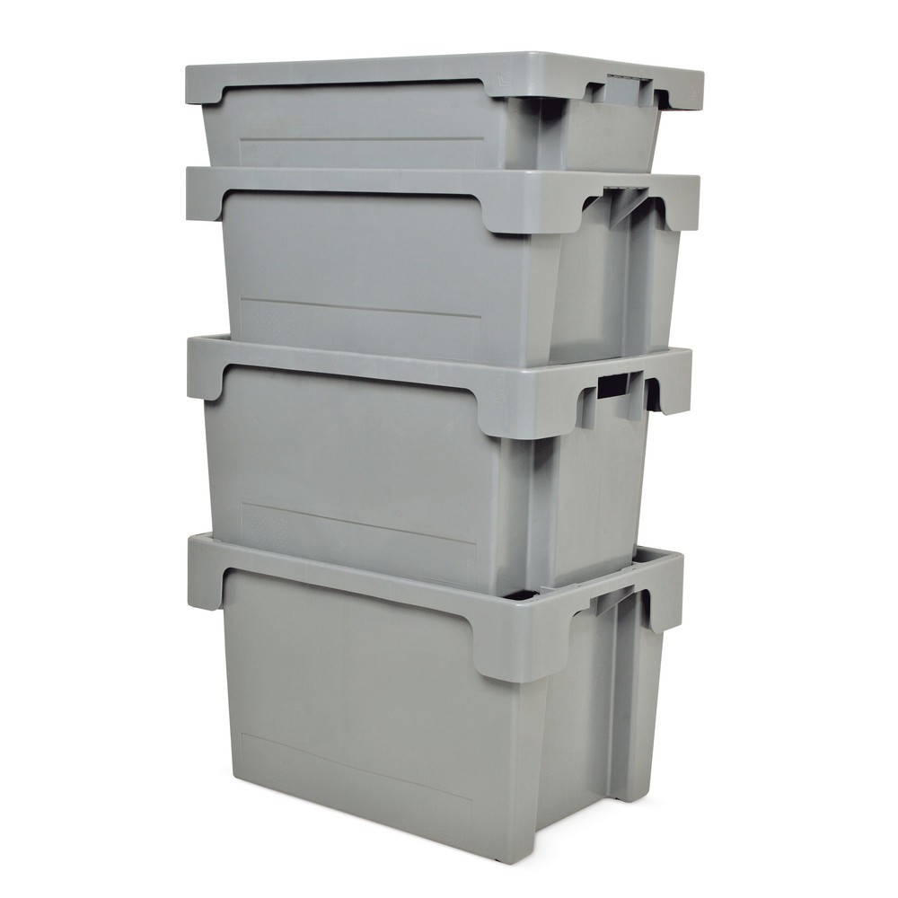 Imagen del producto: Contenedor apilable giratorio, paredes + fondo cerrados, 32 litros, blanco