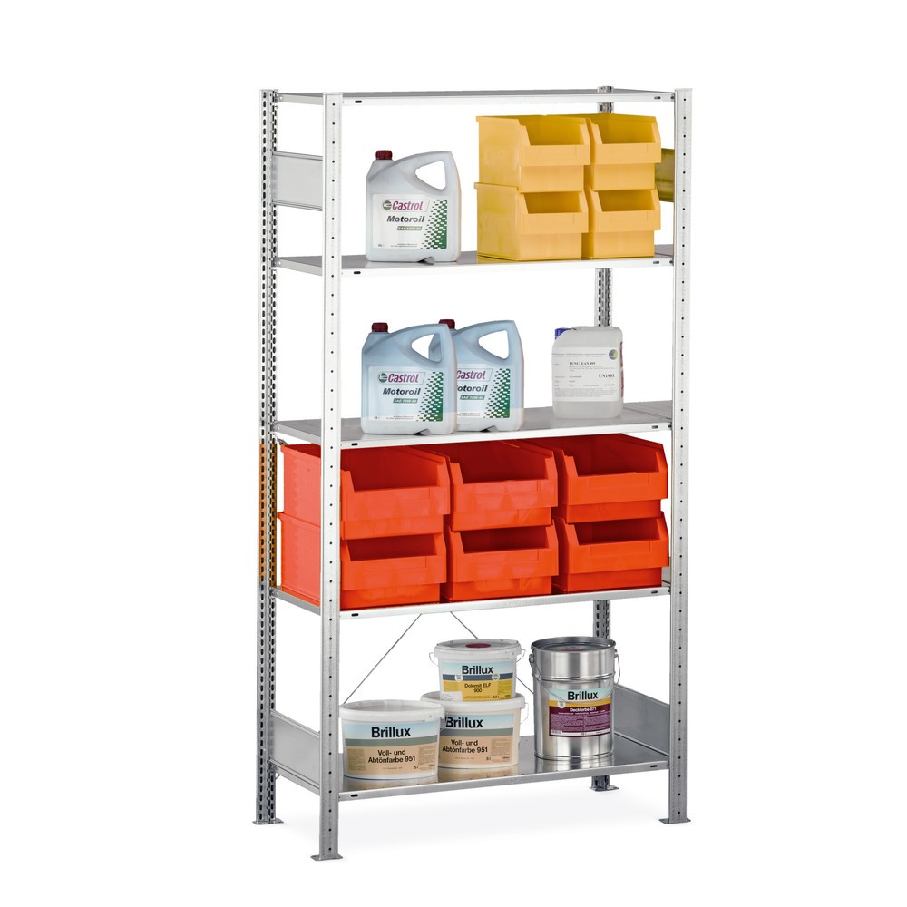 Imagen del producto: Estantería de cargas pequeñas SCHULTE azul genciana/galvanizada con 6 estantes de chapa de acero, carga por estante 150 kg, HxAxF 2.000 x 1.060 x 636 mm