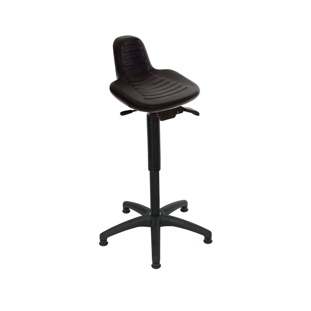 Imagen del producto: Asiento de pie HEMMDAL, asiento de PU con respaldo y asa de transporte, altura de asiento de 580-840 mm, contera